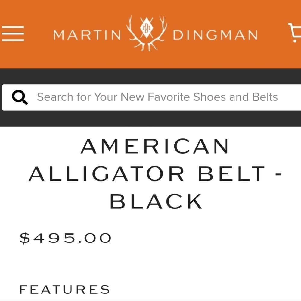 JEFFERSON 2 BUCKLE AMERICAN ALLIGATOR BELT - BLACK Mens - Picture 10 of 10
